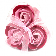 3 Soap Flower Heart Box - Pink